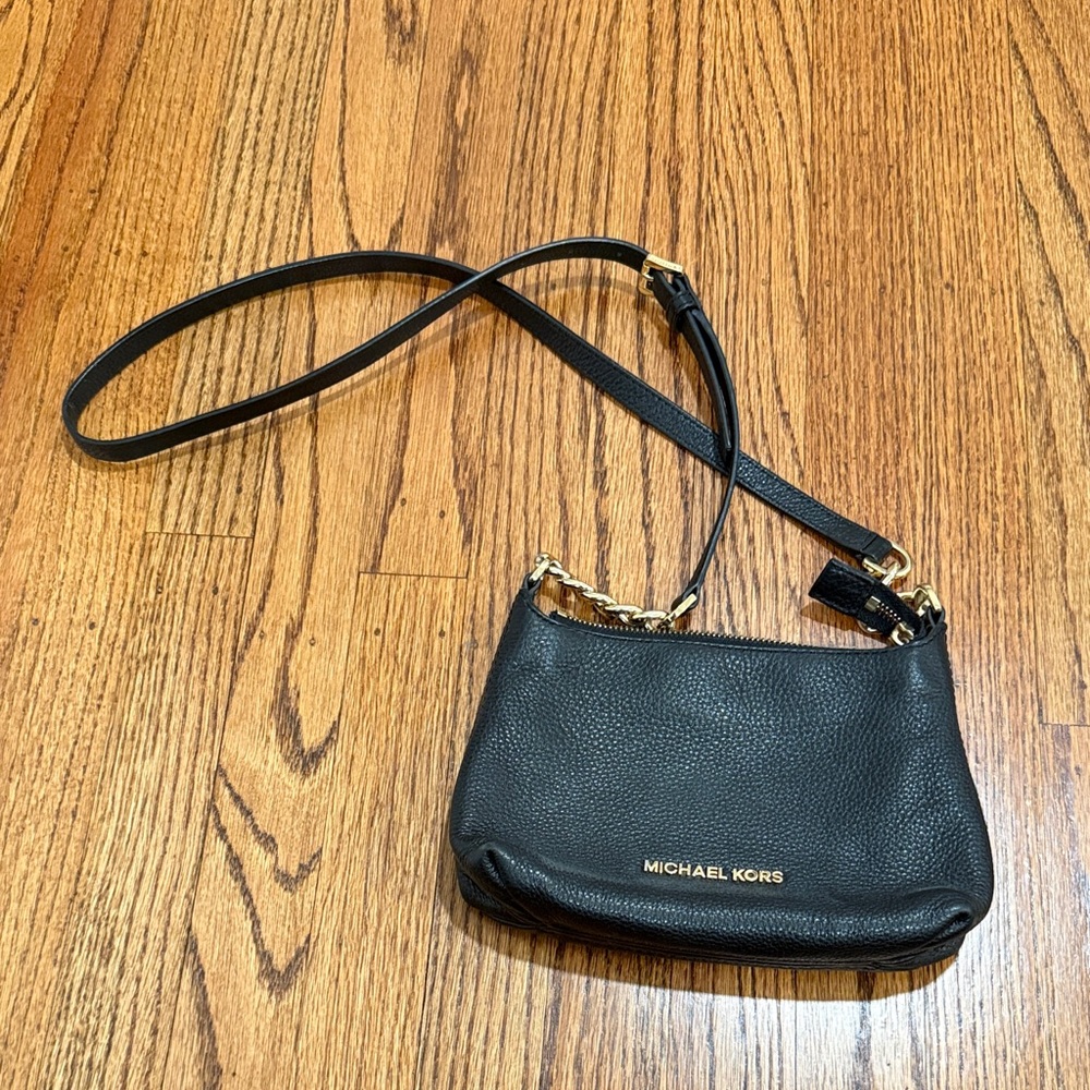 Michael Kors Black Crossbody Bag with Gold Accents